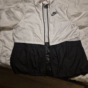 Nike White and Black Windbreaker Jacket